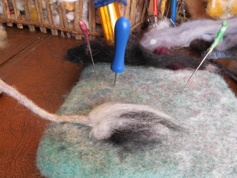 Pic #41: Felting down the final tuft layer
